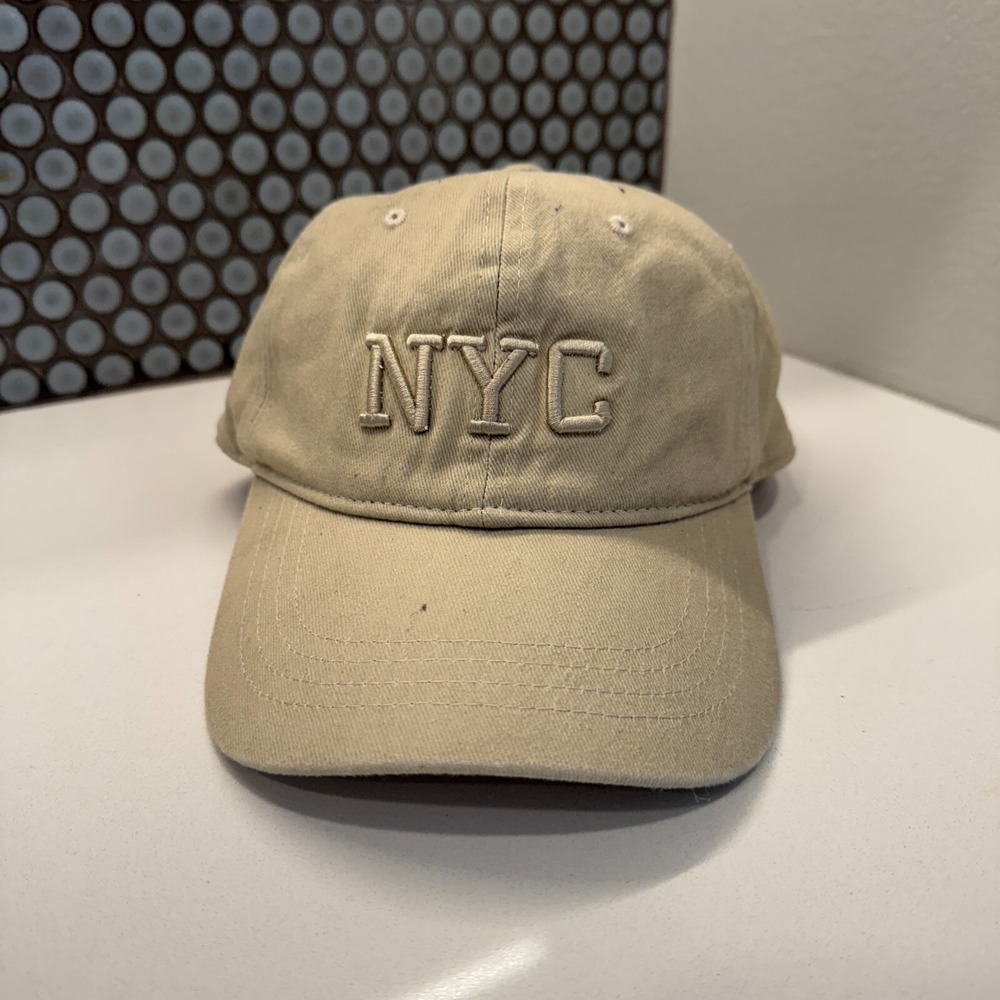 NYC Hat Cap Beige Strap Back Beige Minimal Casual Cotton Streetwear Adult